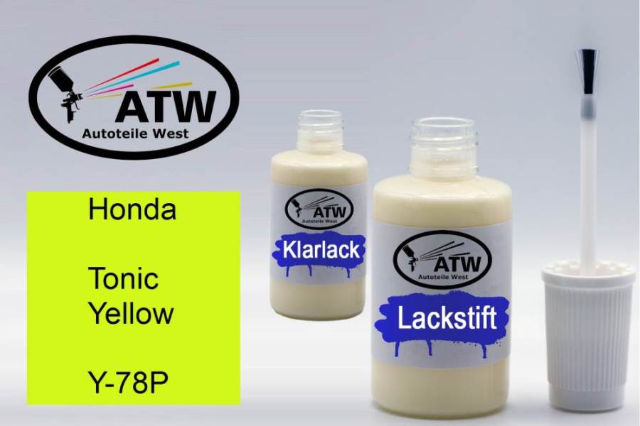 Honda, Tonic Yellow, Y-78P: 20ml Lackstift + 20ml Klarlack - Set, von ATW Autoteile West.